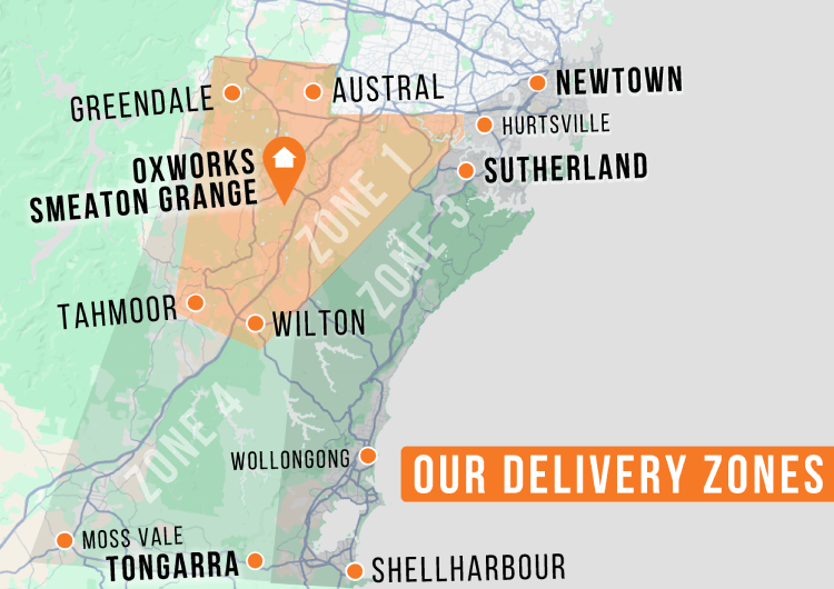 Map of Oxworks Smeaton Grange delivery zones