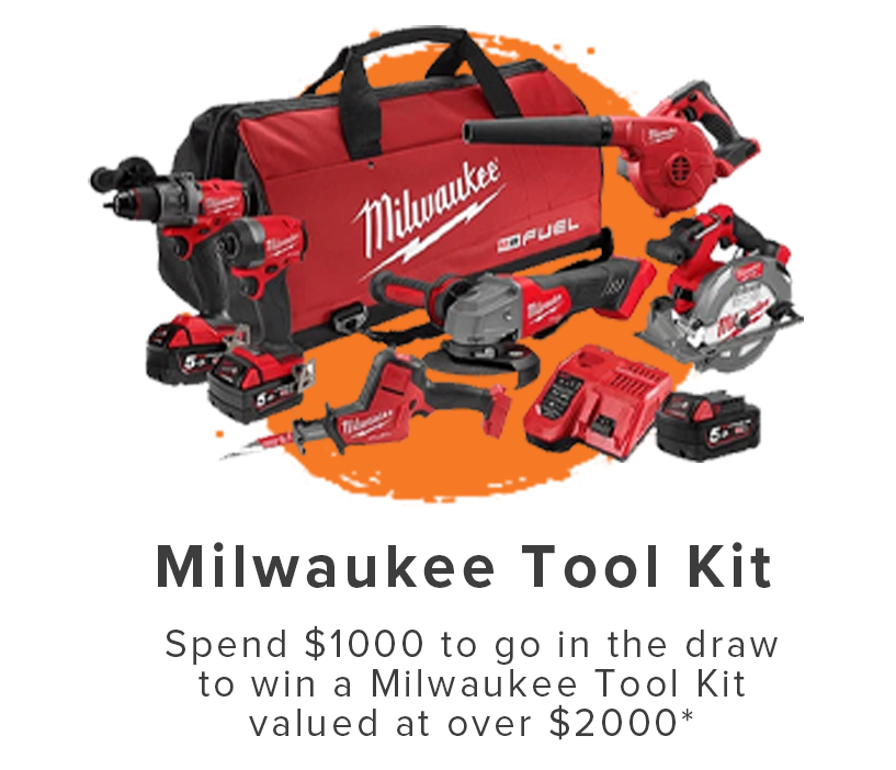 Spend $1000 to go in the draw to win a Milwaukee Tool Kit valued over $2000
