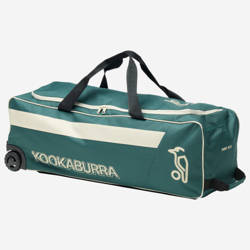 Pro 5.0 Wheelie Cricket Bag - Bottle Green / Off White