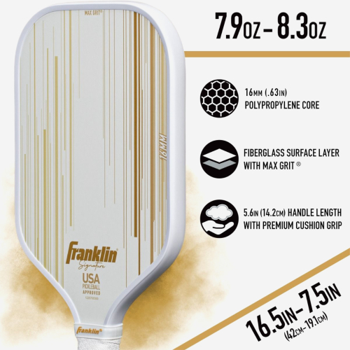 Franklin Signature Series Pickleball Paddle - 16mm White/Gold
