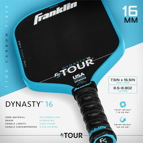 Franklin FS Tour Dynasty Pickleball Paddle - 16mm Blue