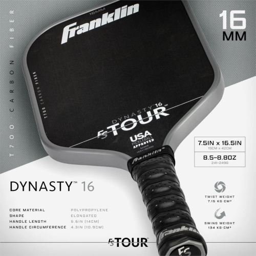 Franklin FS Tour Dynasty Pickleball Paddle - 16mm Grey
