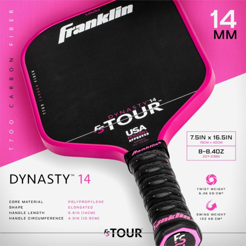 Franklin FS Tour Dynasty Pickleball Paddle - 14mm Pink