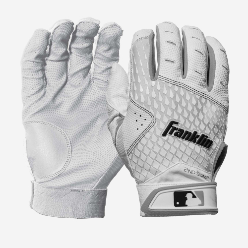 FRANKLIN 2ND SKINZ BATTING GLOVES WHITE