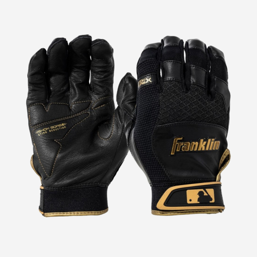FRANKLIN SHOK SORB X BATTING GLOVES BLACK/GOLD