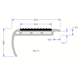 Tredsafe 43mm PVC SGL Bullnose UP121 - Mtr