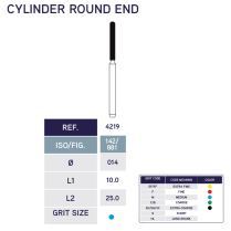 4219 Cylinder Round End Diamond Bur 881/014 10pk