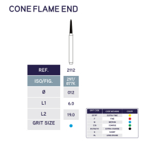 2112 Cone Flame End Diamond Bur 877K/012 10pk