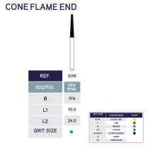 3195 Cone Flame End Diamond Bur 879K/016 10pk