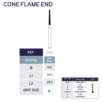 3203 Cone Flame End Diamond Bur 879K/012 10pk