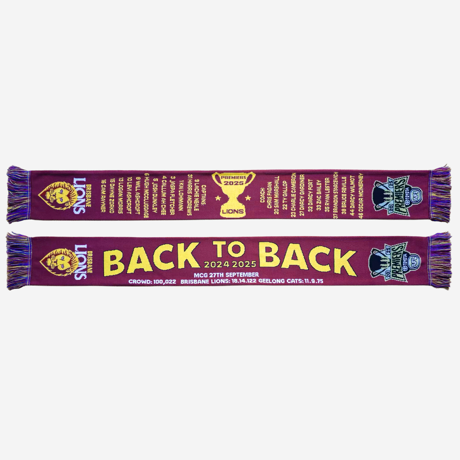 Brisbane Lions Premiership Scarf 2025