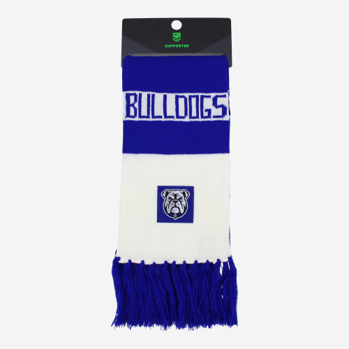 Packaged Two Tone Blue and White Scarf featuring the 2026 Canterbury Bulldogs Team Logo