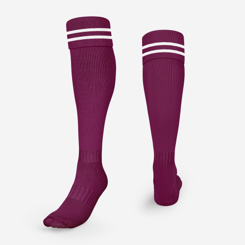 Maroon/White Striped Football Socks