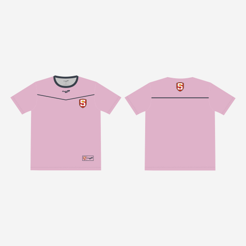 SANFL Junior Umpiring Short Sleeve Tee Shirt in pink with a grey collar