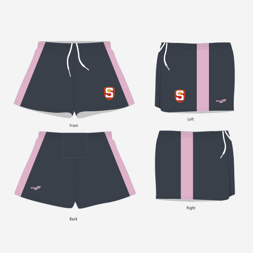 SANFL Senior Umpiring Shorts in grey with pink highlights