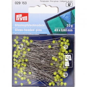 GLASS-HEADED PINS, 0.60 X 43MM, YELLOW, 20G