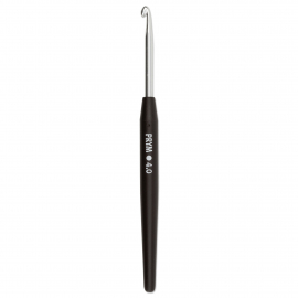 SOFT-GRIP WOOL CROCHET HOOK, 14CM, 4.00MM, SILVER-COLOURED