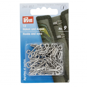 HOOKS AND EYES, NO. 9, SILVER-COLOURED