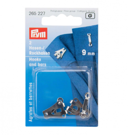 HOOKS AND BARS FOR TROUSERS AND SKIRTS, 9MM, SILVER-COLOURED