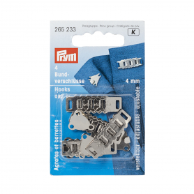 SKIRT AND TROUSER HOOKS AND BARS, 4MM, SILVER-COLOURED