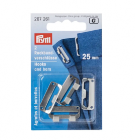 SKIRT HOOKS AND BARS, 25MM, SILVER-COLOURED