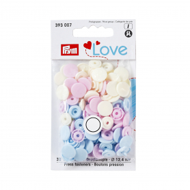COLOUR SNAP FASTENER, PRYM LOVE, 12.44 MM, ROSE/LIGHT BLUE/PEARL