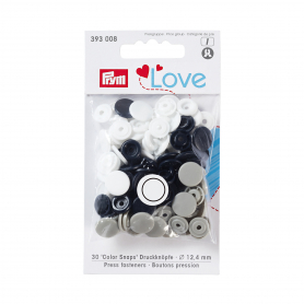 COLOUR SNAP FASTENER, PRYM LOVE, 12.44 MM, NAVY BLUE/GREY/WHITE