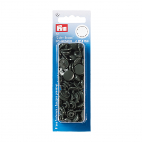 NON-SEW PRESS FASTENERS, COLOUR SNAPS, ROUND, 12.4MM, DARK GREY