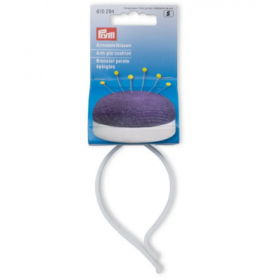 ARM PIN CUSHION WITH STRAP, DARK VIOLET/WHITE