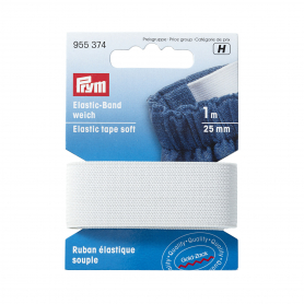 ELASTIC TAPE, SOFT, 25MM, WHITE, 1M