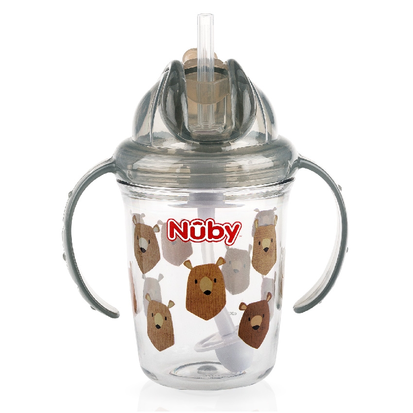 Nuby Tritan Sippy Cup – Bicchiere Con Beccuccio Morbido Pop-Open 360ml – Infrangibile, Senza BPA, Lavabile In Lavastoviglie – Impugnatura In Silicone Antiscivolo – Capitan Quench