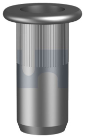 M8x20 RIVET NUT FLAT RND KNURL OPEN 316 STAINLESS