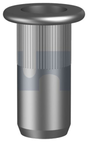 M8x18 RIVET NUT FLAT RND KNURL OPEN ZINC PLATED
