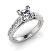 Pave Set Shoulder Flat Shank | Princess Corner Four Claw Setting