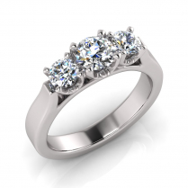 Flat Shank | U Shaped Four Claw Three Stone Setting