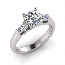 Half Round Shank | Four Claw Side Baguette Setting