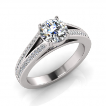 Pave Set Split Shank | Round Profile Four Claw Setting