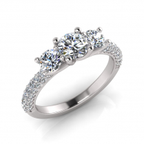 Half Round Pave Shank | Three Stone Setting