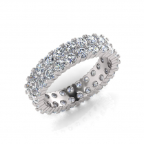 Double Row Claw Set Round Wedding Band