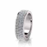 Flat Three Row Pave Set Round Wedding Band