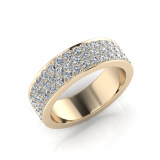 Flat Three Row Pave Set Round Wedding Band