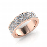 Flat Three Row Pave Set Round Wedding Band