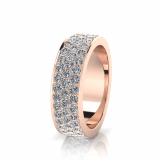 Flat Three Row Pave Set Round Wedding Band