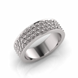 Flat Three Row Pave Set Round Wedding Band