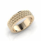Flat Three Row Pave Set Round Wedding Band