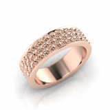 Flat Three Row Pave Set Round Wedding Band