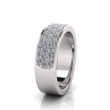 Flat Three Row Pave Set Round Wedding Band