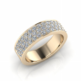 Flat Three Row Pave Set Round Wedding Band