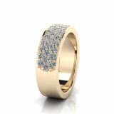 Flat Three Row Pave Set Round Wedding Band