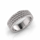 Flat Three Row Pave Set Round Wedding Band